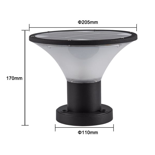 Modern Led Solar Powered Pillar Light Gate Post Cap , Black and white Solar Light
