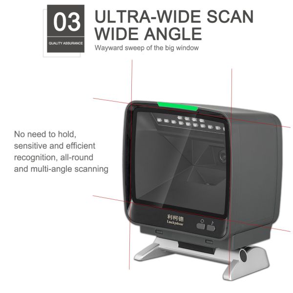 High Quality 2d Barcode Scanner Desktop Handsfree Use with Pos Machine for Supermarket