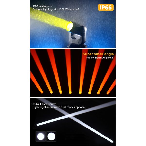Outdoor 100W Laser Beam Moving Head Light IP66 Stage Effect Lights for Show Event