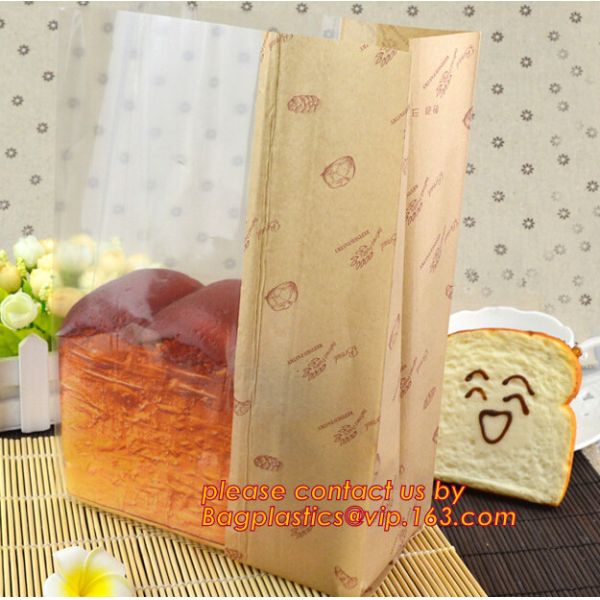 China supplier promotional custom coated bread/sandwich paper kraft bag with clear window,brown kraft paper bakery bread