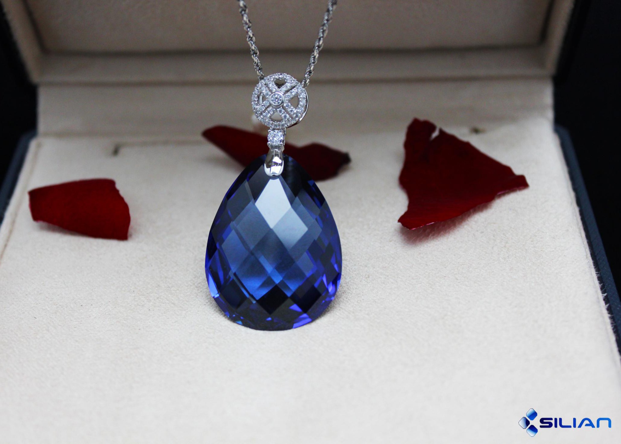 Buy cheap 8x10mm 9x11mm Pear Shaped Blue Sapphire Pendant Necklace product