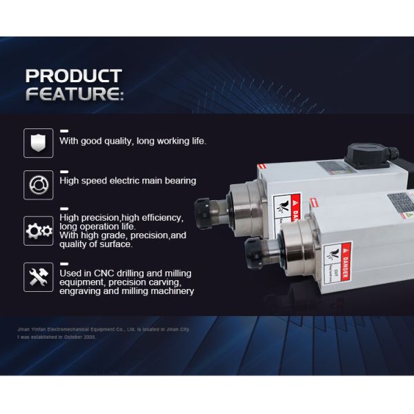 18000rpm Frequency 300HZ Air Cooled Spindle Motor for CNC Router Demand