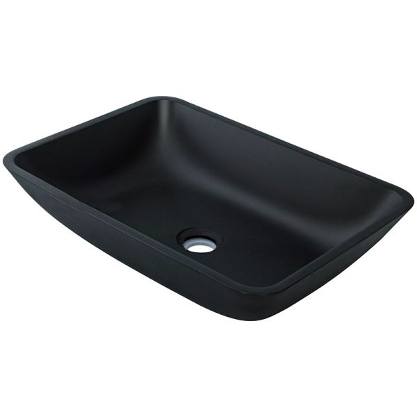 Frosted Crystal Stone Bathroom Wash Basins Rectangular Black Matte Vessel Sink