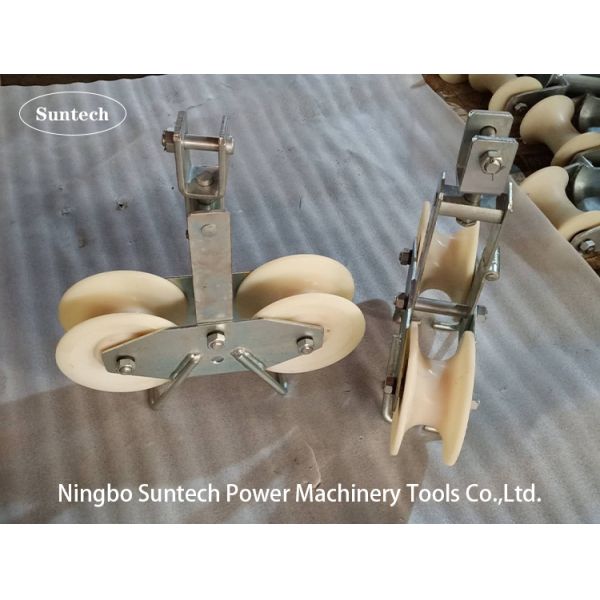 Front And Rear Wheels Tandem Sheave Stringing Block Nylon Sheave Galvanized Frame