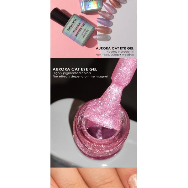 Cateye Galactic Glitter Effect Magic Gel Nail Polish Custom Logo 15ml Soak Off UV LED Auroras Gel Polish MSDS Certified