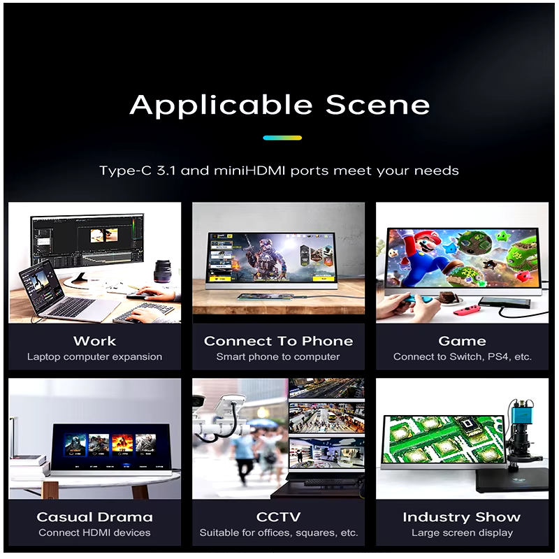 15.6 Inch 4K Type C HDR Portable Touch Screen Monitor Built-in Battery Support Stylus Pen For Laptop For Ps5