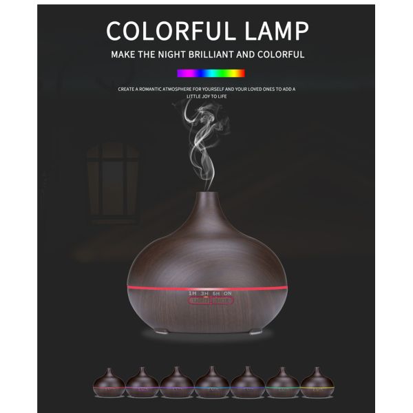 HomeFish Wood Grain USB Ultrasonic Aroma Humidifier Mist Output 30ml/H