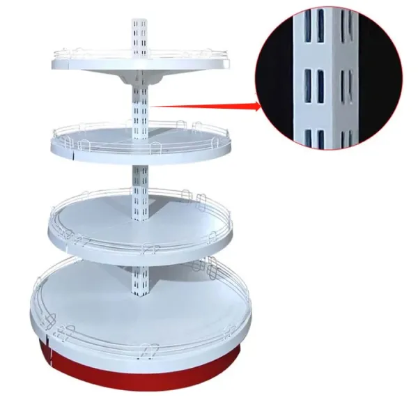 White Round Store Display Shelves Gondola Cosmetics Supermarket Display Rack