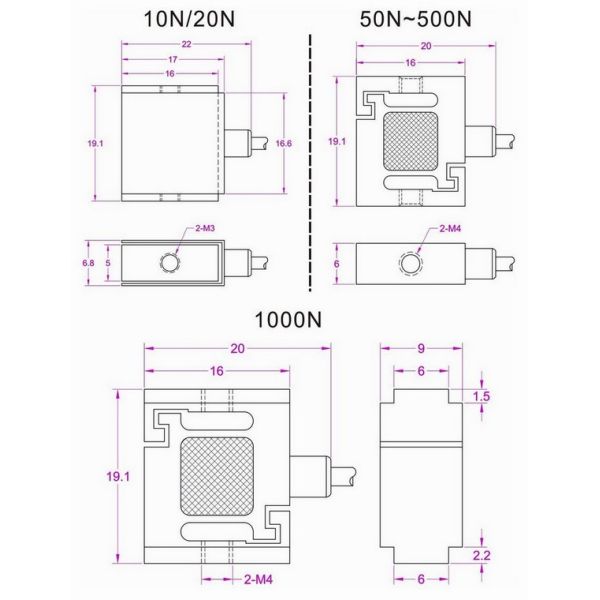 Miniature load cell tension compression 2kg 1kg micro s-type load cell
