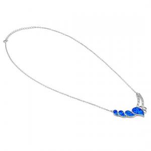 Buy cheap 925  With Sterling Silver  Blue  Lab  Opal Anthurium Bouquet Greek  Pendant   Fire Opal Jewelry product