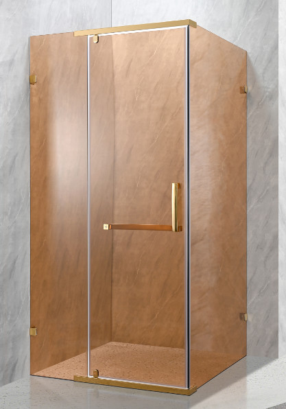 Elegant Shower Enclosures With Tinted Glass And Golden Aluminium Frame