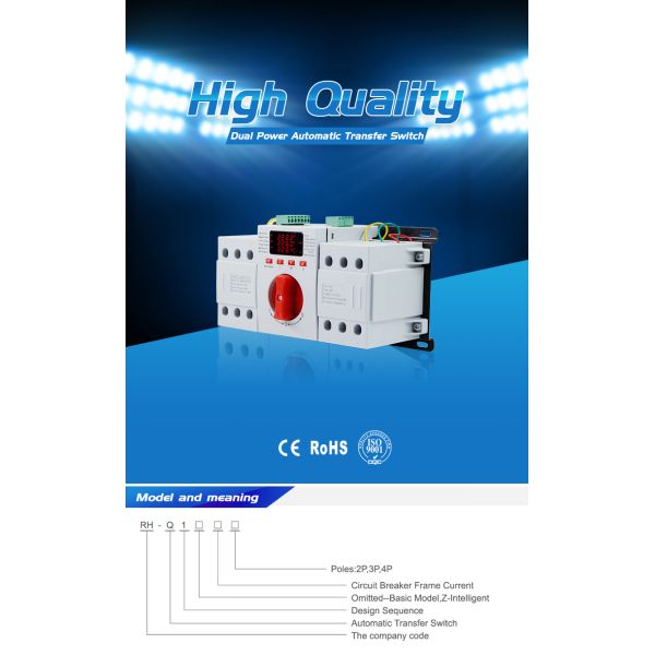 ATSQ1Z 3 Poles 63A Intelligent Double Power Automatic Transfer Switch with LED display