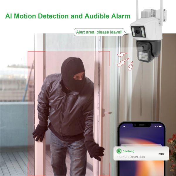 Network Camera Outdoor 2-Way Audio Smart Home Ai Human Auto Tracking Wireless CCTV Outdoor Ptz Security Camera