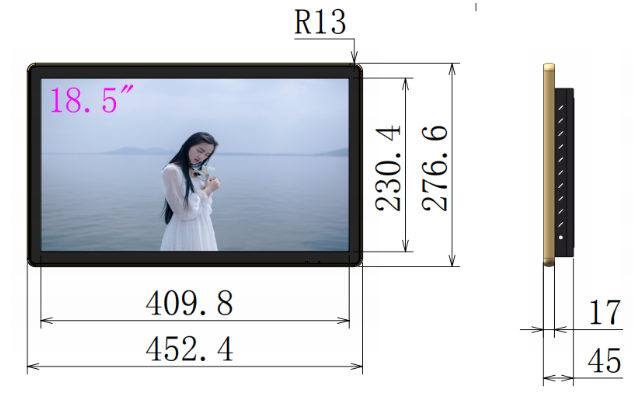 Small Size Wall Mounted Digital Signage Capacitive Touch Multiple Languages