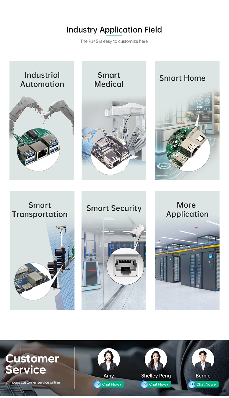 Industrial Gigabit RJ45 Connector 1 Port with LED 180° Vertical Plug