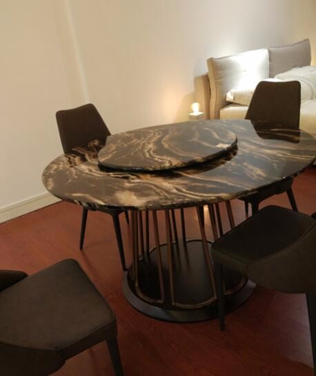 Marble Round Dining table 1.6m 1.8m diameter stainless steel base leg support new modern style table ZZ-T01