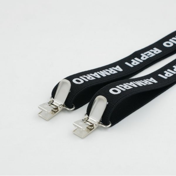 Brace Elastic Strap Clip 2.5cm 4 Button Black Leather Suspenders