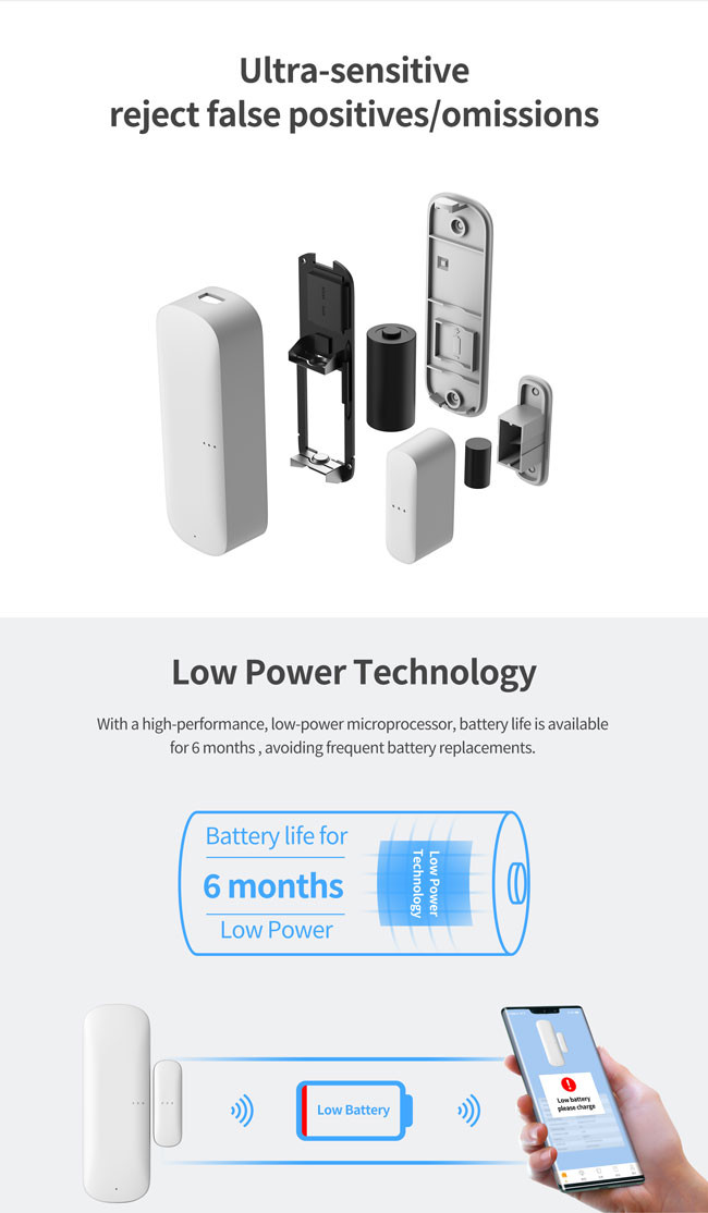 CR123A Battery Wifi Door Contact Sensor ABS Plastic Tuya Smart Life