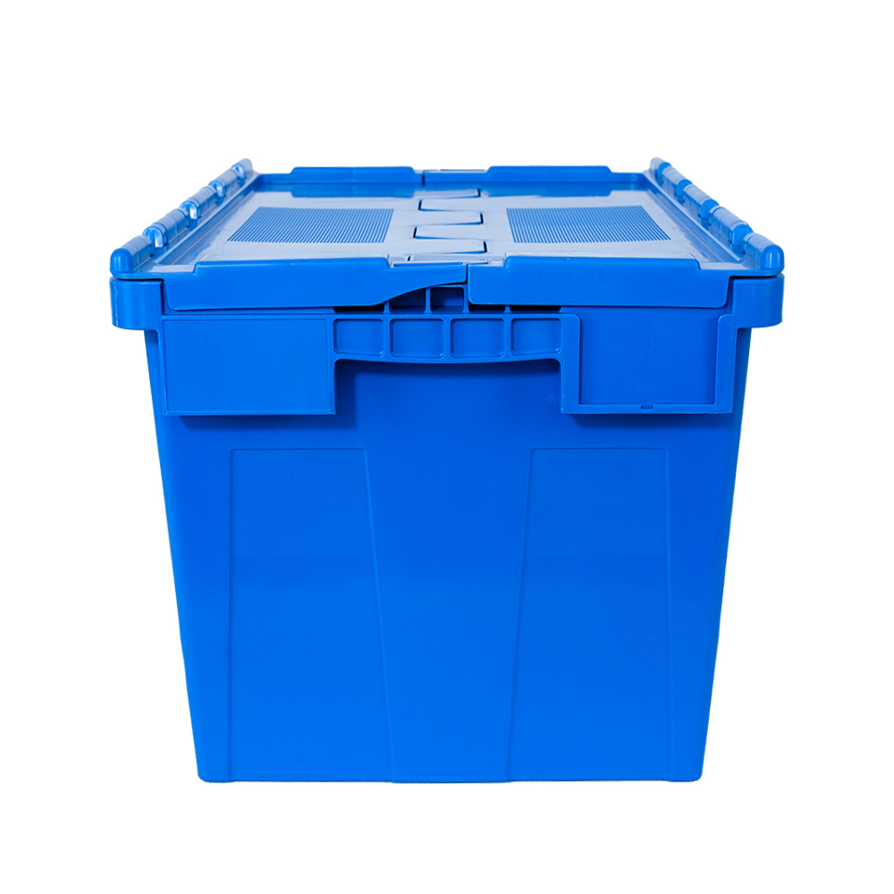Customized Color Logistic Moving Turnover Attached Lid Crate for Stackable Container