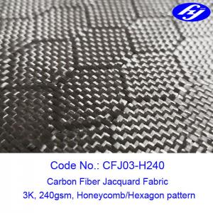 Buy cheap Honeycomb / Hexagon Pattern 3K Carbon Black Fiber Jacquard Fabric product