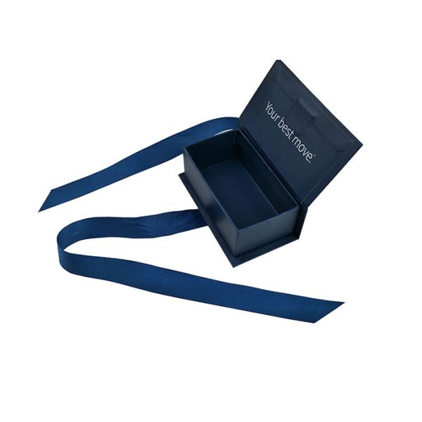 Navy Blue Paperboard Book Shaped Boxes Cap Top With Purple Corses Closure