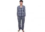 Shirt Collar Mens Plaid Pajama Set Sleepwear , Two Piece Pajama Set Rounded