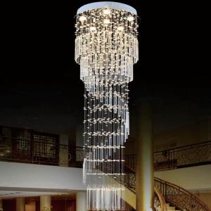 China K9 Crystal Chandelier Modern Flush Mount Crystal Light Spiral Ladder Luxury staircase long chandelier(WH-NC-17) on sale