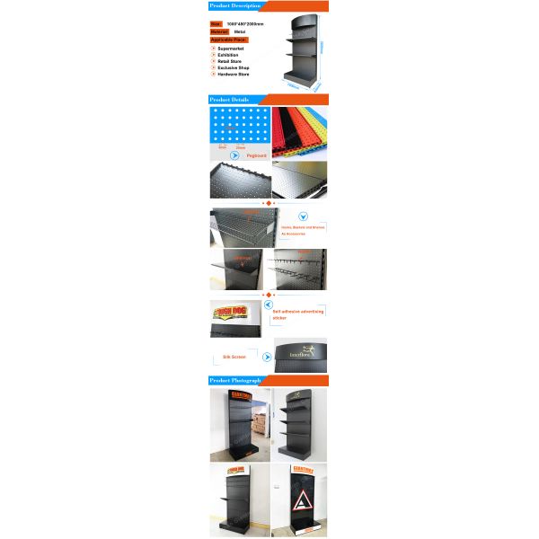 Hardware Pegboard Metal Exhibition Floor Display Stand
