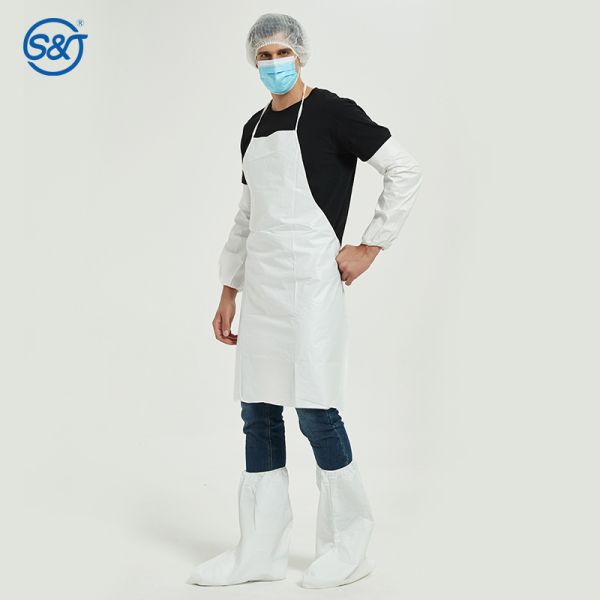 Food Industry Disposable Waterproof Aprons 4 Color PE Disposable Apron
