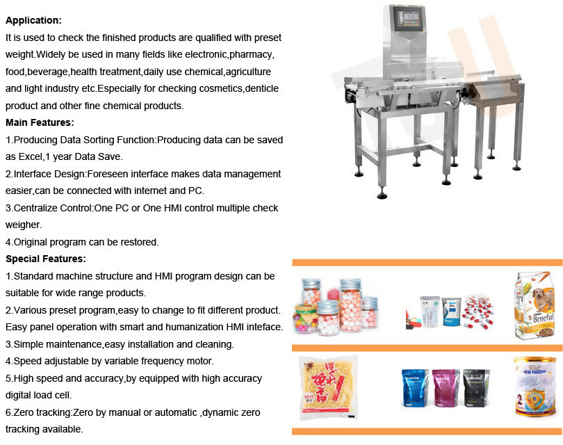 Digital Check Weigher Machine 30kg Weighing Range 1050mm Belt Length