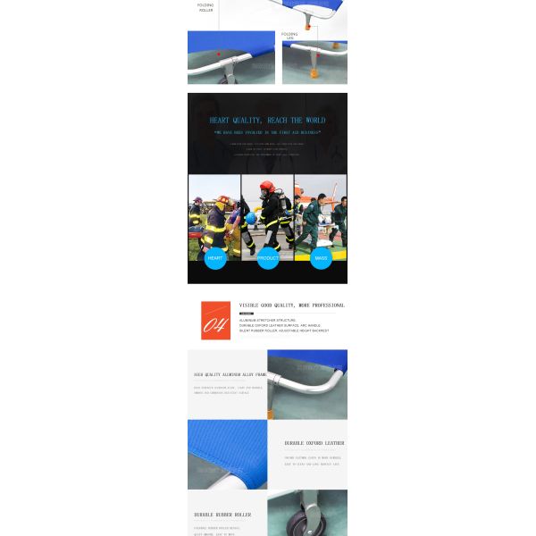 Class I Instrument Classification Metal Medical Folding Stretcher with Wheels