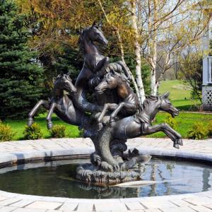 China BLVE Life Size Fishtail Horse Bronze Pool Water Fountain Metal Animal Yard Fountains Home Outdoor Garden Decorative on sale