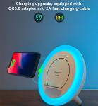 10W Multicolor Wireless Charging Night Light With Bluetooth Speaker