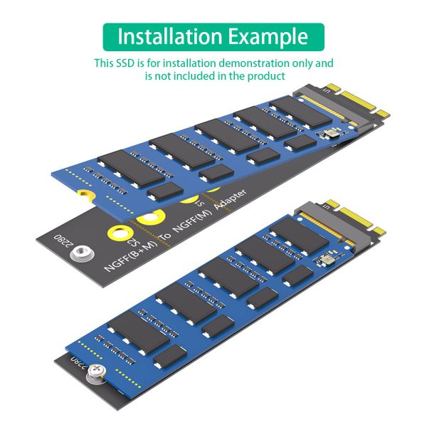 M.2 (NGFF) Key B+M to Key M Adapter for PCI-E Bus SSD Suitable for Nvme SSDs with 2242, 2260, and 2280 sizes