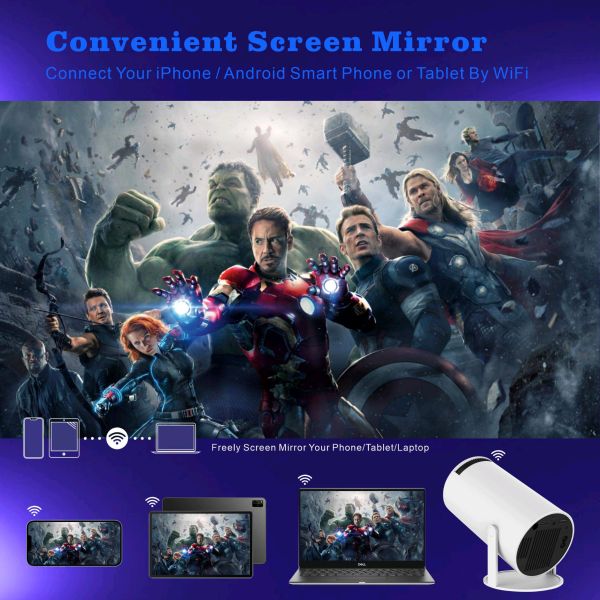 Smart Projector 1080P Home Theater Projector with 8000K ± 1000K Color Temperature