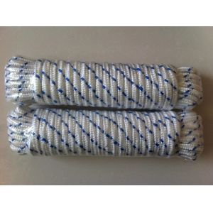 White Blue Tracer Diamond Hollow Braid Polypropylene Rope