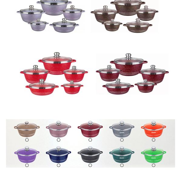 Multi Color Granite Aluminum Cookware Set Non Stick Coating