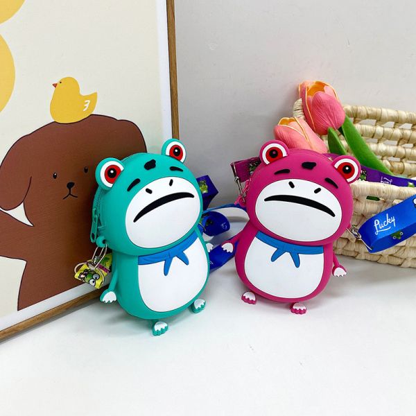 Frog Customized Silicone Pencil Case Crossbody Shoulder Bag Kids Handbag Pop Purse Bag School SUpplies Birthday Gifts