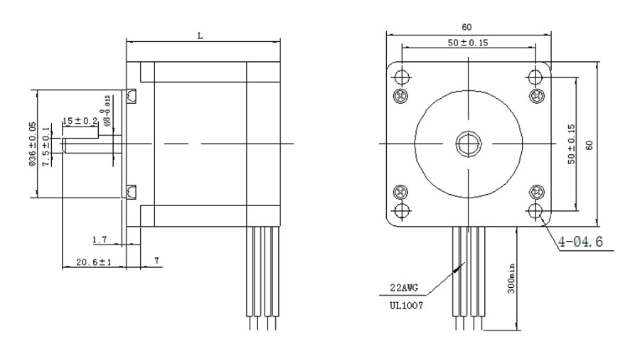 60BYGH402-13A Nema24 Hybrid Stepper Motor 6 Lead Wires 2.4V 10Kg.Cm