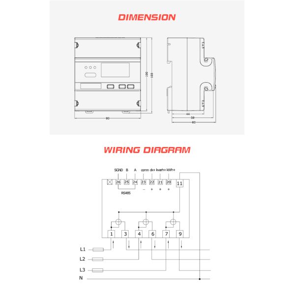 90*104.5*60 Large Clear Backlight Display AC Static Electric Energy Meter Counter OEM