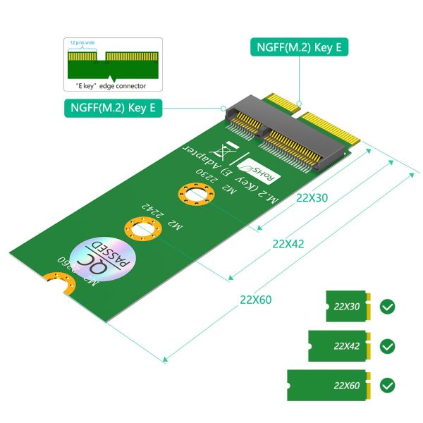 M.2 NGFF Key E Female To Male Adapter For WiFi Module AX200/201