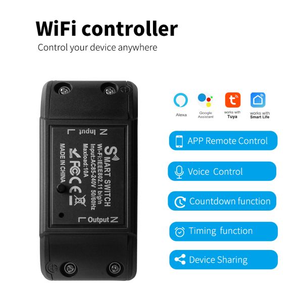 Tuya 16A 10A Wifi Switch Smart Breaker Module Smart Life APP Remote Control Switch Voice Relay Timer