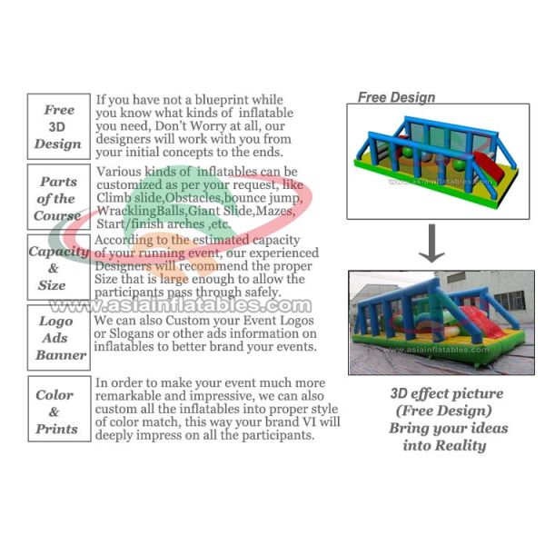 Manufacturer Insane Pink Color Rush Challenge Commercial Inflatable Obstacle Course