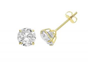 Buy cheap 9ct 9K Gold Solitaire Earrings , Solitaire Diamond Stud 3mm 4mm 5mm product