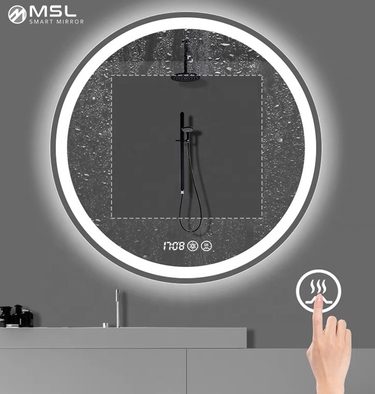 Magnifying Round Backlit Bathroom Mirror 5mm Beauty Salon Mirror With Lights