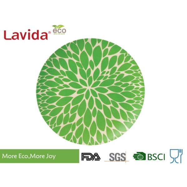 8" 20cm Unbreakable Bamboo Fibre Plates , Plant Fibre Printed Decor Bamboo Plates