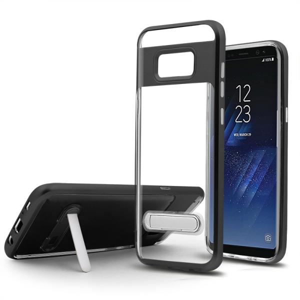 high quality kickstand crystal transparent TPU PC hybrid phone case for samsung