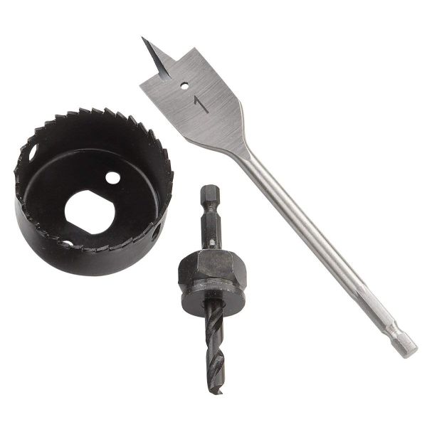 3pcs Hole Saw Kit for Door Lock Installation in Wood