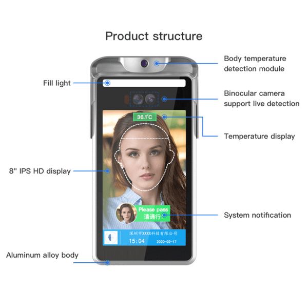 Fever Detection Kiosk Thermal Camera Temperature Screening Kiosk For Schools
