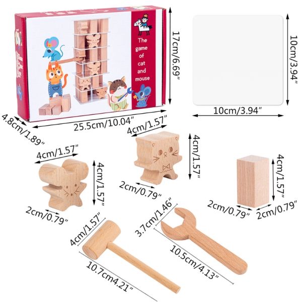 Children'S Stacked Solid Pine Wooden Building Block